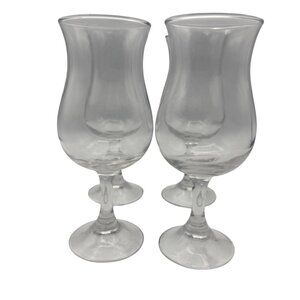 Set Of 4 Clear Glass Hurricane Shaped Water Wine Stemware Glasses Durable Elegan